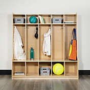 Emma + Oliver Wood 5 Section School Coat Locker with Bench, Cubbies and Storage Organizer Hook