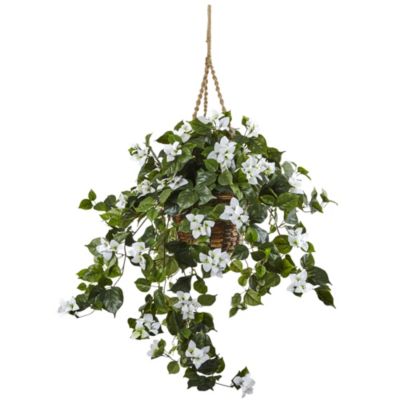 Nearly Natural 2.5' Artificial Bougainvillea with Hanging Basket