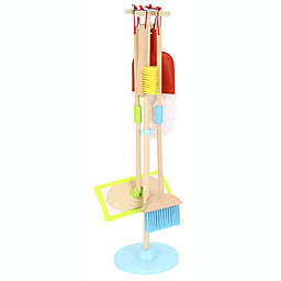TOOKYLAND Toy Cleaning Play Set - 6pcs - Includes Broom, Mop, Duster, Dust Pan, Brush and Stand, Ages 3+
