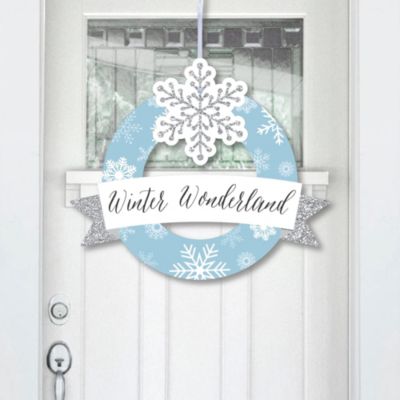 Big Dot of Happiness Winter Wonderland - Outdoor Snowflake Holiday Party and Winter Wedding Decor - Front Door Wreath