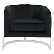Contemporary Home Living 28" Black and Silver Contemporary Upholstered Bucket Chair