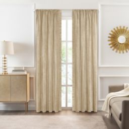 Kate Aurora Lux Living 2 Pack Chenille Rod Pocket Window Curtain Panels - 84 in. Long - Taupe/Linen