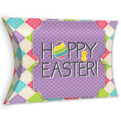 Big Dot of Happiness Hippity Hoppity - Favor Gift Boxes - Easter Bunny Party Large Pillow Boxes - Set of 12