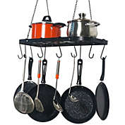 Inq Boutique Pot Rack Ceiling Mount Cookware Rack Hanging Hanger Organizer with Hooks