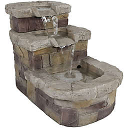 Sunnydaze 3 Tier Brick Steps Outdoor Water Fountain - 21-Inch