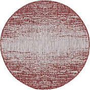 Unique Loom Outdoor Ombre Rug, Rust Red  (4&#39; X  4&#39;) - Round