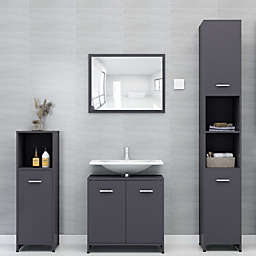 vidaXL 4 Piece Bathroom Furniture Set Gray Chipboard