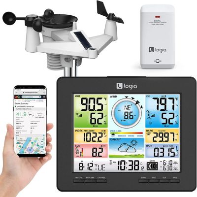Logia 7-in-1 Wi-Fi Weather Station Indoor/Outdoor Weather Monitoring System, Temperature, Rain, Wind Speed & More