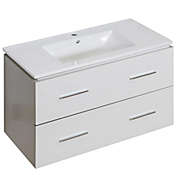 American Imaginations 35 5-in W Wall Mount White Vanity Set For 1 Hole Drilling