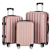 Infinity Merch 3-in-1 Multifunctional Traveling Suitcase Luggage Set in Rose Gold