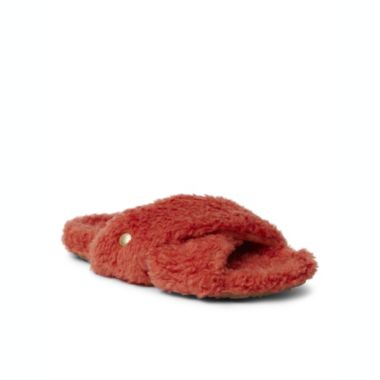 Dearfoams Womens Maddy Teddy Crossband MFB Slide. View a larger version of this product image.