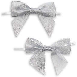 Bright Creations Silver Organza Bow Twist Ties for Favors and Treat Bags (1.5 Inches, 36 Pack)