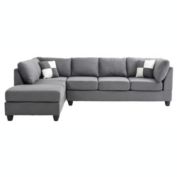 Passion Furniture Malone 111" Gray Suede 4-Seater Sectional Sofa with 2-Throw Pillow