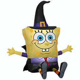 Gemmy Airblown SpongeBob as Witch Nickelodeon, 4 ft Tall, Yellow