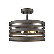 CHLOE Lighting Farmhouse Metal 2 Light Ceiling Fixture with Wall Outlet Switch, Bronze
