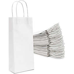 Bright Creations Kraft Wine Gift Bags with Handles for Weddings, Celebrations, Dinner Parties (White, 50 Pack)