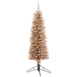 Nearly Natural 4' Champagne Pencil Artificial Christmas Tree with 150 (multifunction) Clear LED Lights