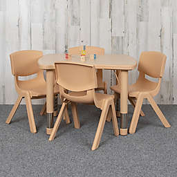 Flash Furniture 21.875"W x 26.625"L Rectangular Natural Plastic Height Adjustable Activity Table Set with 4 Chairs