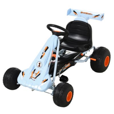 Aosom Pedal Go Kart Children Ride on Car Cute Style with Adjustable Seat, Plastic Wheels, Handbrake and Shift Lever, White