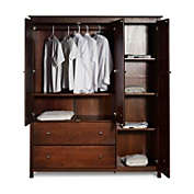 Slickblue Cherry Wood Finish Bedroom Wardrobe Armoire Cabinet Closet
