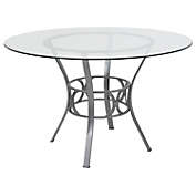 Flash Furniture Carlisle 48&#39;&#39; Round Glass Dining Table with Silver Metal Frame