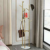 Kitcheniva Gold Metal Floor Coat Rack Stand Independent Marble Base Hat Clothes Hanger Tree