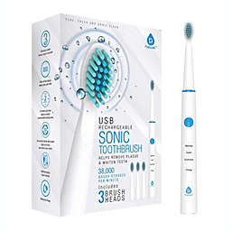 Pursonic Sonic Technology Electric Toothbrush for Kids and Adults, 2 Minute Timer Powered Rechargeable Toothbrush, 5 Modes 3 Brush Heads, 30 Days Long Battery Life, Waterproof, White
