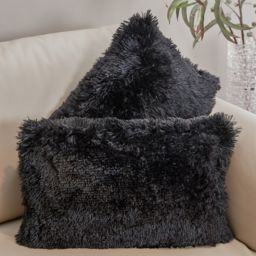 Cheer Collection  Shaggy Long Hair Throw Pillows - Super Soft and Plush Faux Fur Lumbar Accent Pillows - 12 x 20 - Set of 2