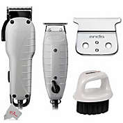 Andis Barber Combo Adjustable Blade Clipper + T-Blade Trimmer + Carbon-Steel Replacement Blade