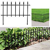 Sunnydaze Outdoor Lawn and Garden Metal Roman Style Decorative Border Fence Panel Set - 9&#39; - Black - 5pk