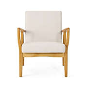 Contemporary Home Living 31.75" Ivory and Walnut Brown Contemporary Club Chair