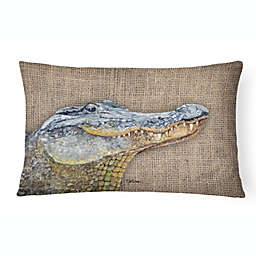 Caroline's Treasures Alligator  on Faux Burlap Canvas Fabric Decorative Pillow 12 x 16