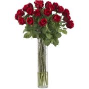 Nearly Natural 32" Red Rose with Cylinder Silk Flower Artificial Arrangement