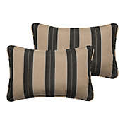 Outdoor Living and Style Set of 2 Sunbrella Tan and Black Stripes Rectangular Indoor/Outdoor Lumbar Throw Pillows, 20"