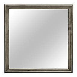 Passion Furniture 38 in. x 38 in. Classic Square Wood Framed Dresser Mirror - Gray