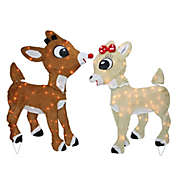 Northlight Set of 2 Lighted Rudolph and Clarice Outdoor Christmas Decorations, 32"