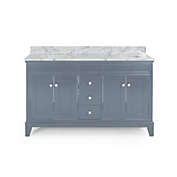 Contemporary Home Living 61" Gray and White Contemporary Handcrafted Double Sink Bathroom Vanity