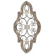 HomeRoots Home Decor French Country White-Wash Metal Scroll Wall Decor