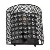 Elegant Designs Elipse 1-Light Contemporary Modern 8" Crystal And Metal Wall Sconce Lighting Fixture, Black