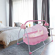 Stock Preferred 95*52CM Electric Folding Infant Crib in Pink