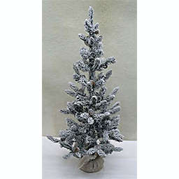 Good Tidings (#738XT3028S) Tabletop Christmas Tree, Heavy Flocking Pine, 3'