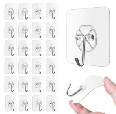 Self Adhesive Hooks White Plastic Strong Sticky Stick on Wall Door Hanger 