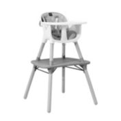 Slickblue 4 in 1 Baby Convertible Toddler Table Chair Set with PU Cushion-Gray