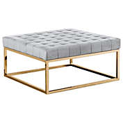 Best Master Furniture Upholstered Square Ottoman Coffee Table with Gold Base