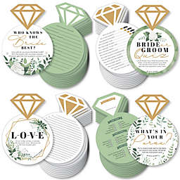 Big Dot of Happiness Boho Botanical Bride - 4 Games - Who Knows The Bride Best, Bride or Groom Quiz, What's in Your Purse and Love - Gamerific Bundle