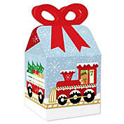 Big Dot of Happiness Christmas Train - Square Favor Gift Boxes - Holiday Party Bow Boxes - Set of 12