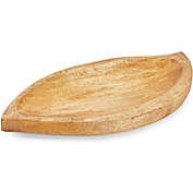 Juvale Mango Wood Serving Dish Bowl, Natural Leaf Shape (14 In)