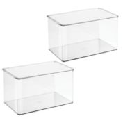 mDesign Plastic Stackable Home Office Supplies Storage Box - 2 Pack, Clear