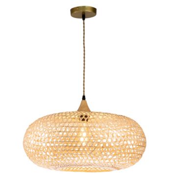 ELE Light & Decor Lily 1-Light Beige Pendant Design Pendant Light with Rattan Shade