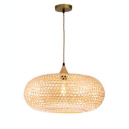 ELE Light & Decor Lily 1-Light Beige Pendant Design Pendant Light with Rattan Shade